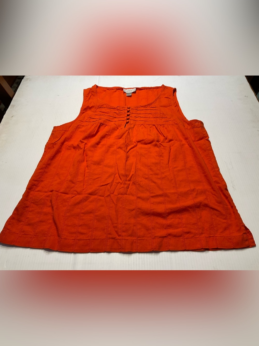LOFT Orange Tunic Tank Top A Line Cotton Women Sz M